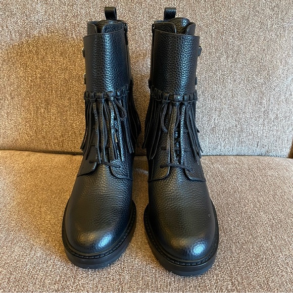 NWOT Valentino Fringe Combat Boot Black - Picture 11 of 14